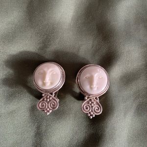 SAJEN | moon face clip on earrings 925